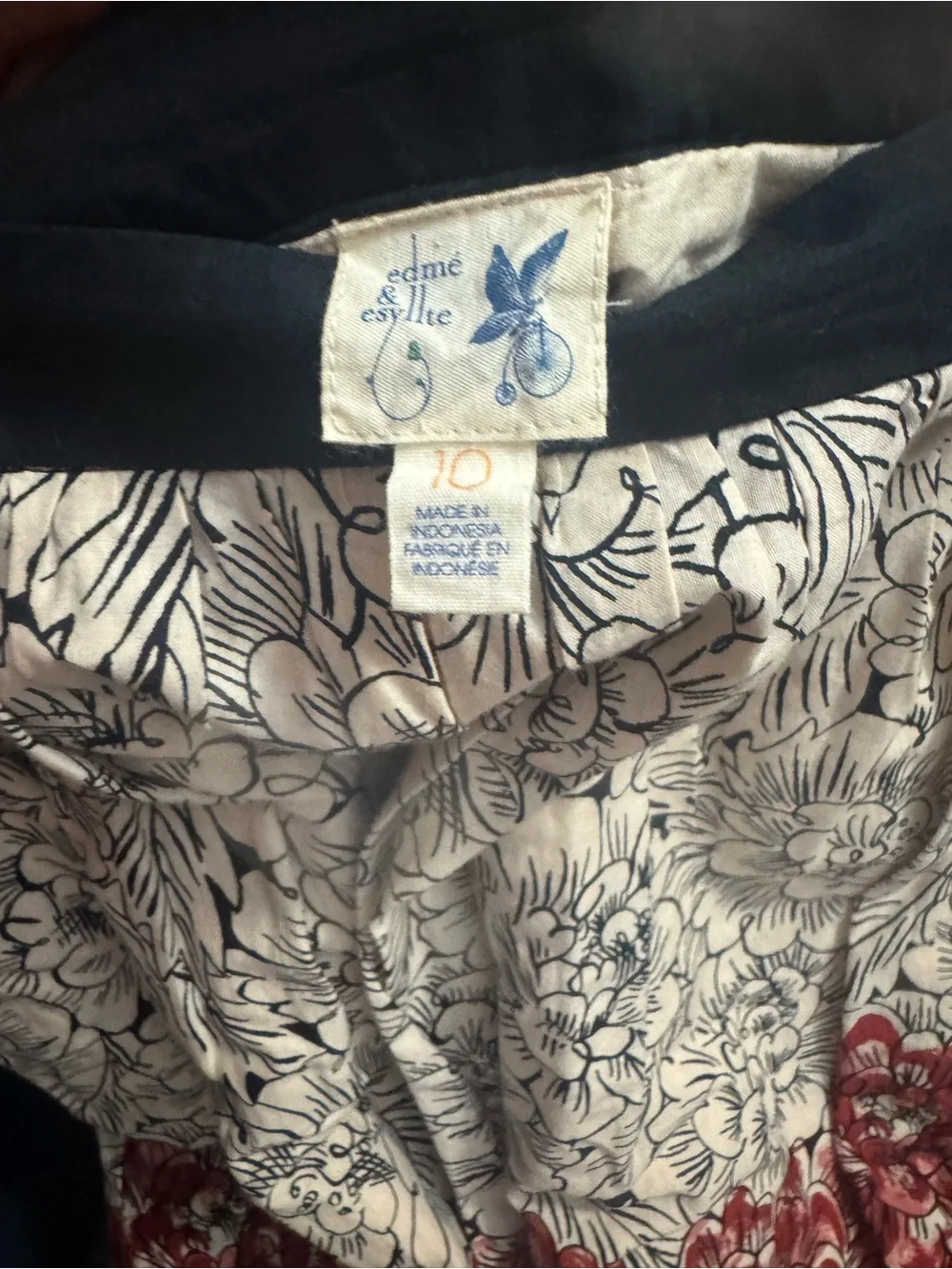 Vintage Anthropologie Floral Print Red and Cream A-Line Women's Skirt - Picture 3 of 4